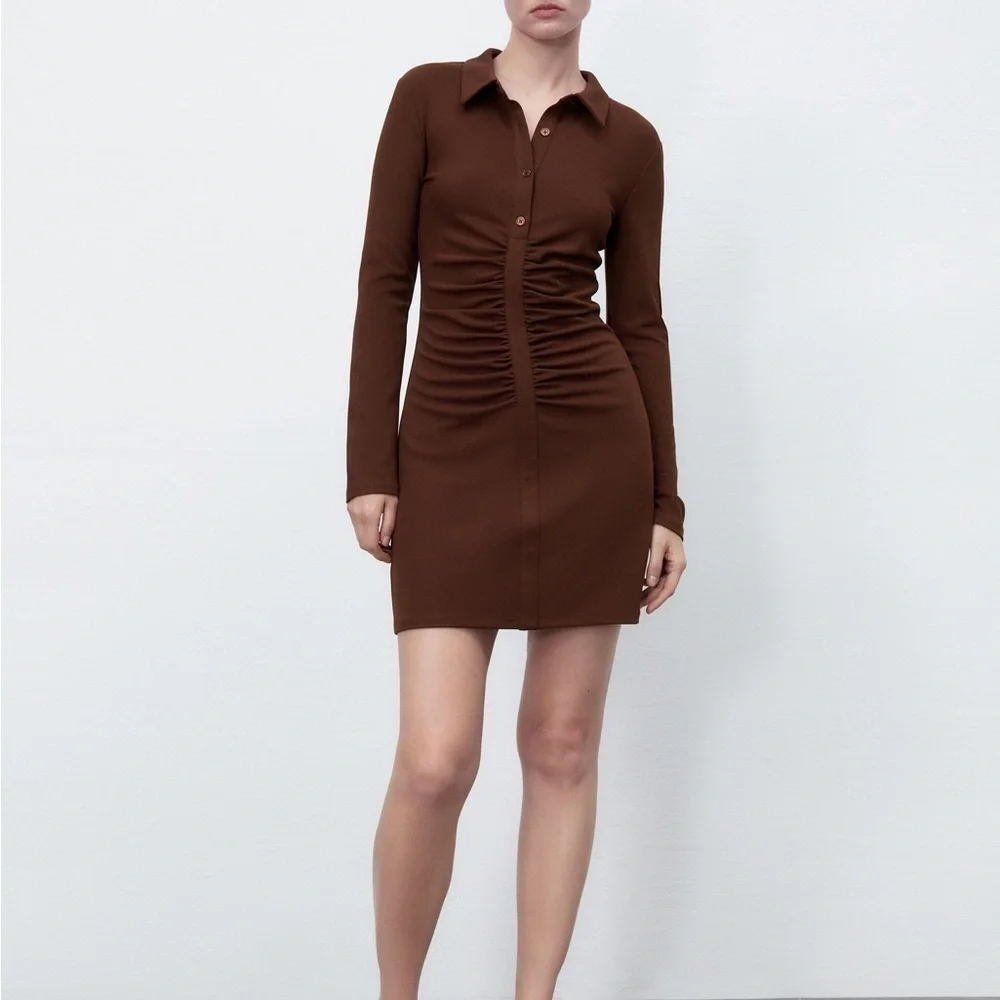 NWT ZARA SHORT STRETCHY DRESS WITH BUTTONS - Picture 3 of 3